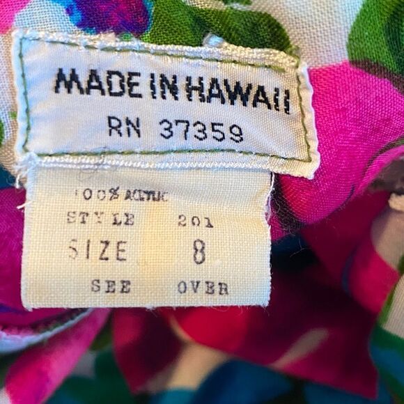 Hawaiian Hibiscus Fuschia Flowers 8 Tiki Oasis Handmade Vintage Maxi Dress - Picture 11 of 15